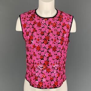 MARC JACOBS Size M Pink Black Polyester Blend Sequined Cropped Dress Top